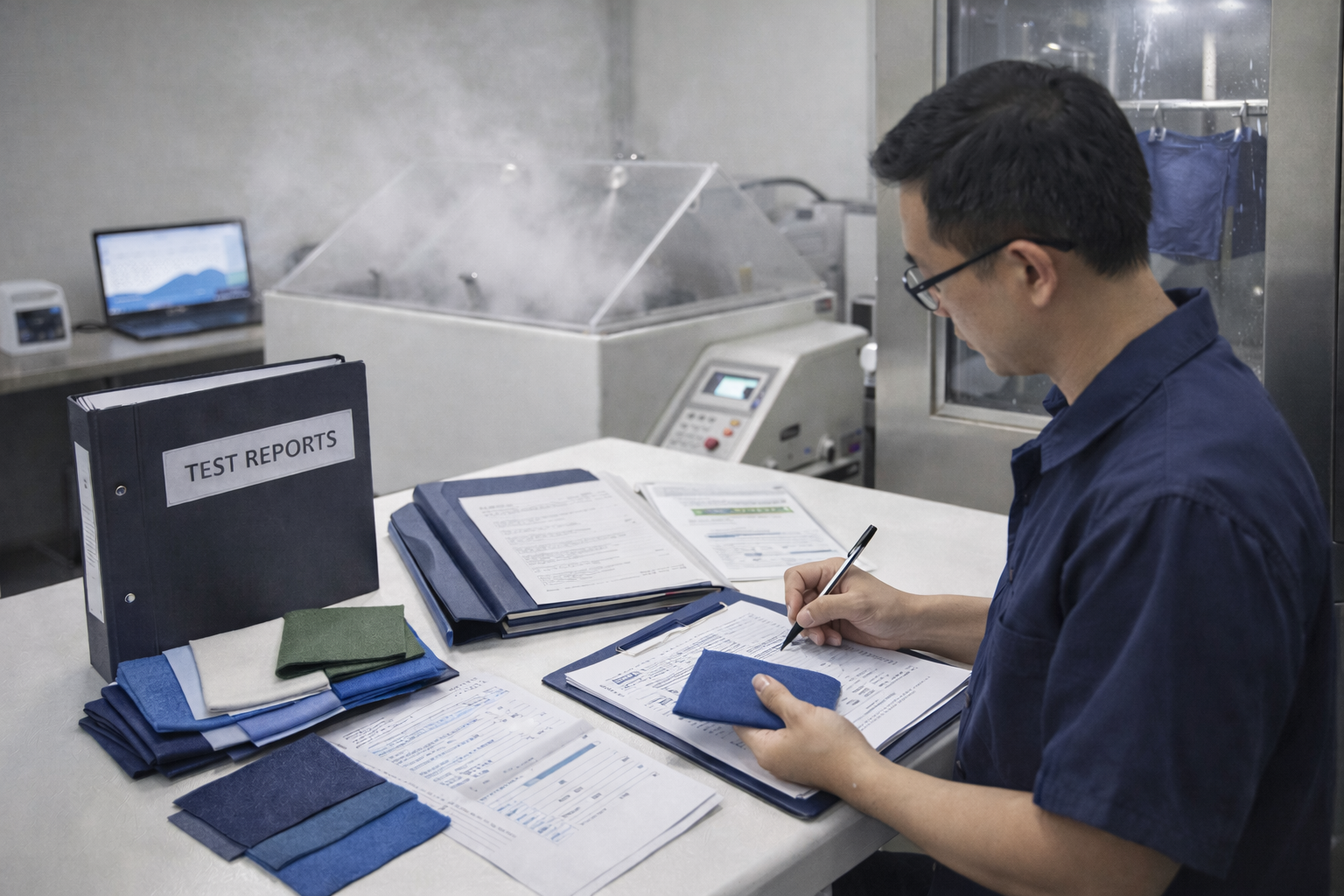 fabric testing and validation process in laboratory for waterproof and flame retardant materials