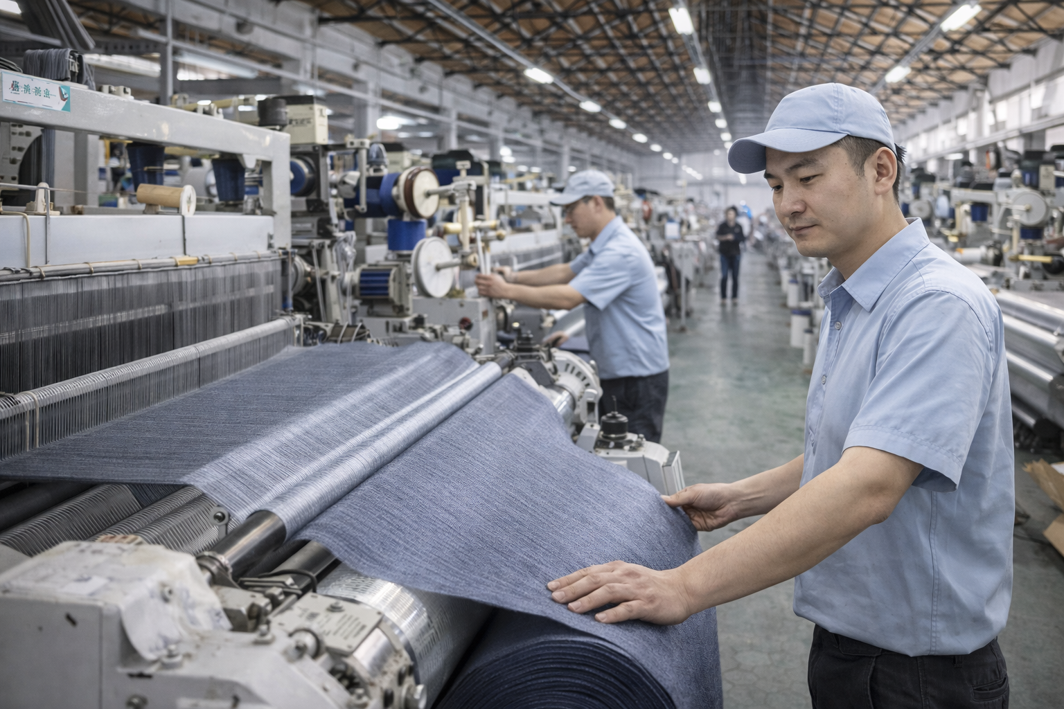 industrial fabric manufacturing process in textile factory production line