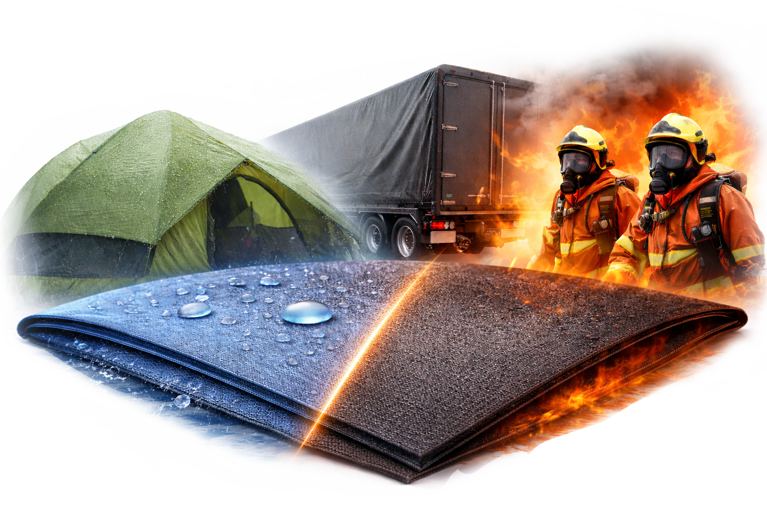dual-function waterproof and fire retardant fabric tarp for outdoor tents and industrial safety use