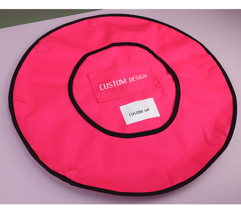 1. `Close-up demonstration of magnetic attraction closure on custom circular fire resistant fabric cover` 2.