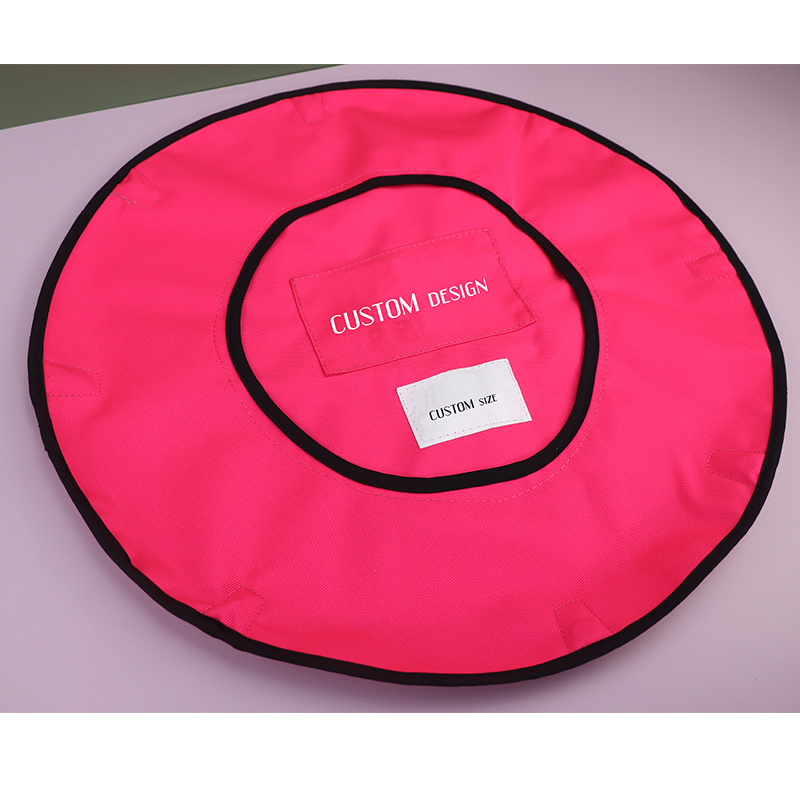 1. `Close-up demonstration of magnetic attraction closure on custom circular fire resistant fabric cover` 2.